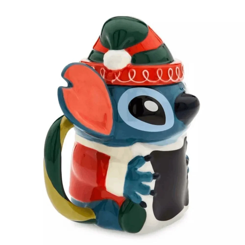 Elf Stitch Holiday Mug & Lid Disney Parks Lilo & Stitch NEW NIB Christmas Santa